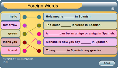 SpellingCity match it game