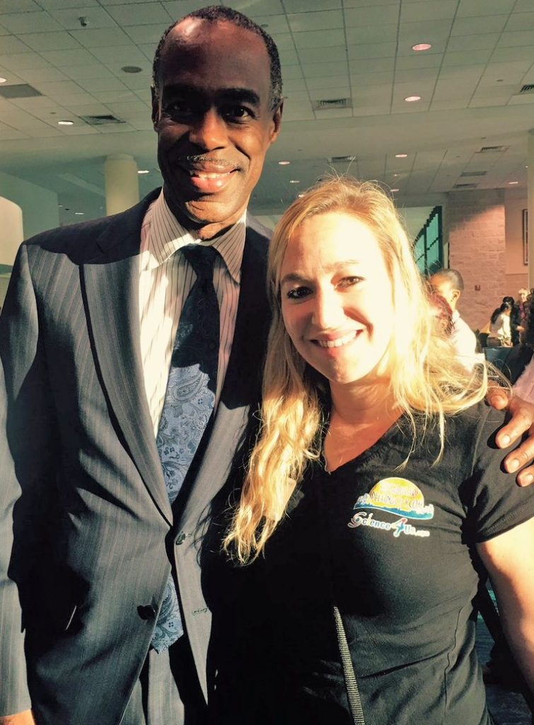 Broward Schools Superintendent Robert Runcie with VocabularySpellingCity Literary Specialist Laura Kupres.