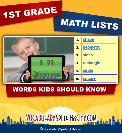 1st Grade Math Word Lists
