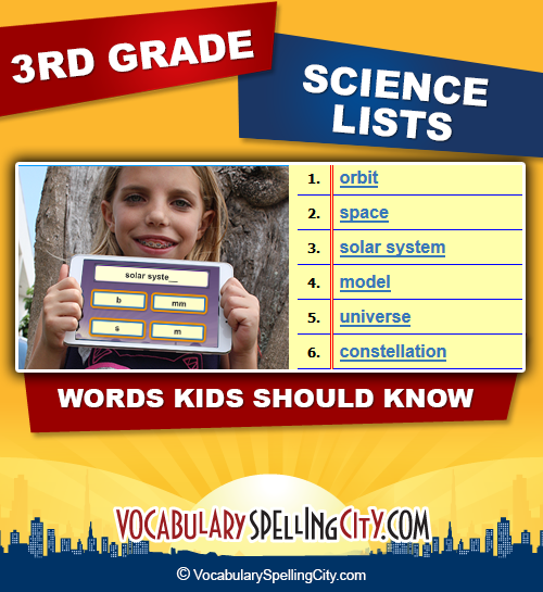 3rd Grade Science Word List