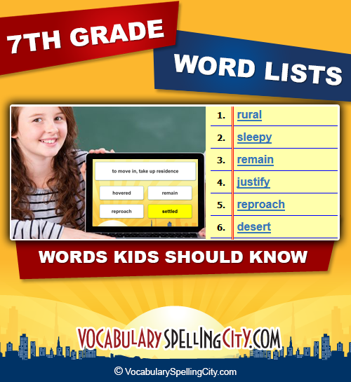7th Grade Word Lists