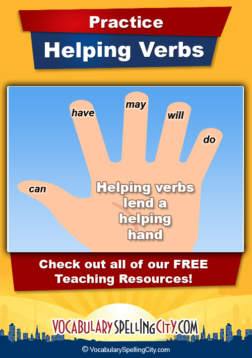 Helping Verbs List Helping Verb Practice Games VocabularySpellingCity